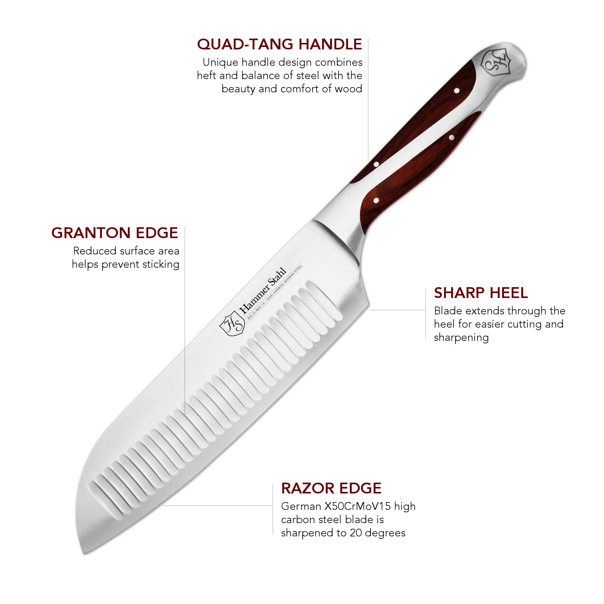 Hammer Stahl 7.5" Santoku Knife - Image 3